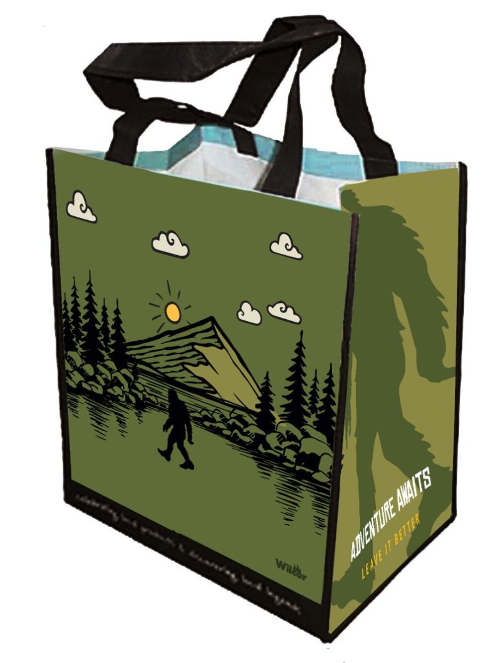 4 pieces Bigfoot Green Mountainside Reusable Shopping Bags
